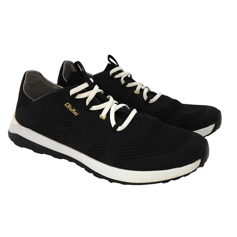 OluKai Huia Black Mesh Slip On Athleisure Sneaker Walking Shoes Women's Size 10